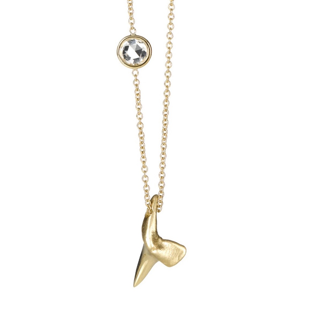 18k Shark Tooth & Diamond Necklace